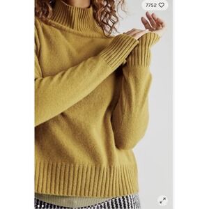 Free People Poppy Cashmere Turtleneck Sweater Spring Moss Large Oversized